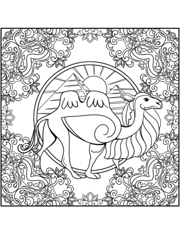 Camel Mandala Coloring Page